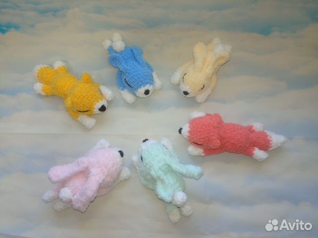Вязаные игрушки сплюшки зайчик и лиса handmade