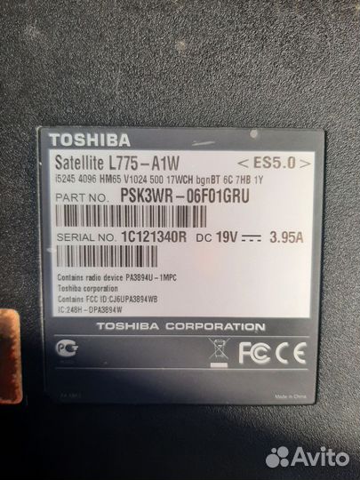 Ноутбук Toshiba