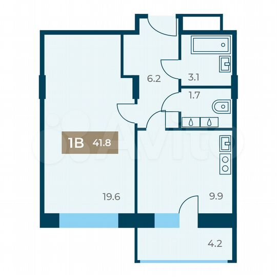 1-к. квартира, 41,8 м², 11/12 эт.