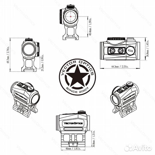 Коллиматор Vector Optics scrapper 1x22 Genll 2MOA