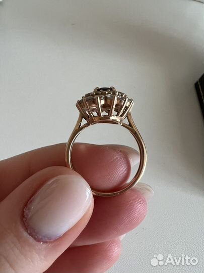 Набор золото серьги кулон кольцо с гранатом