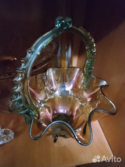 Вазы и конфетница цветное стекло СССР 60-е- 70 гг