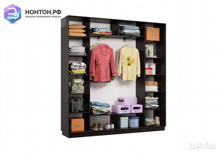 Шкаф-купе трёхдверный Приор с 2 зеркалами венге