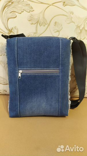 Джинсовая сумка-планшет