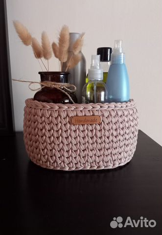 Корзина интерьерная из трикотажной пряжи