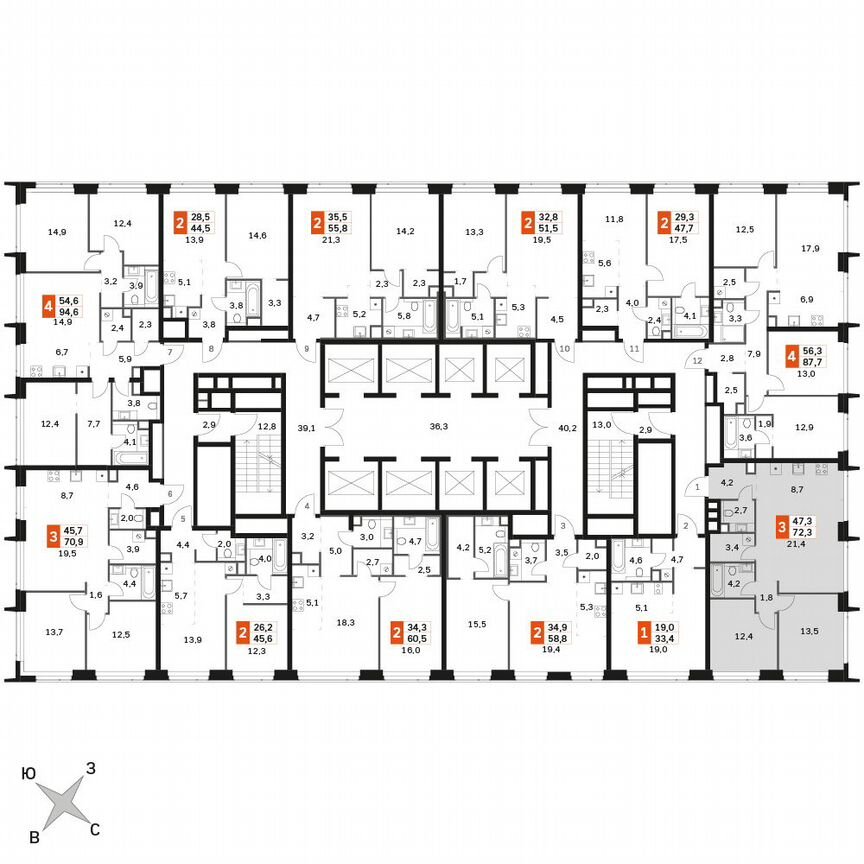 2-к. квартира, 72,3 м², 48/60 эт.