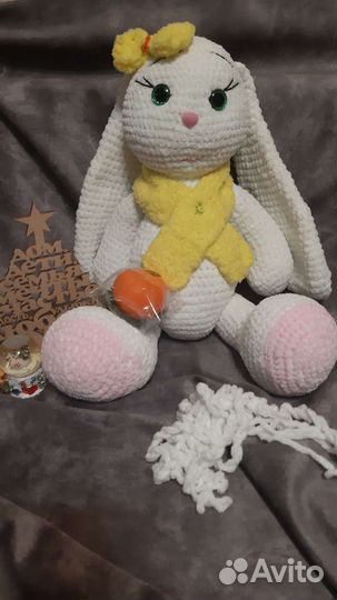 Вязаный плюшевый заяц игрушка ручной работы