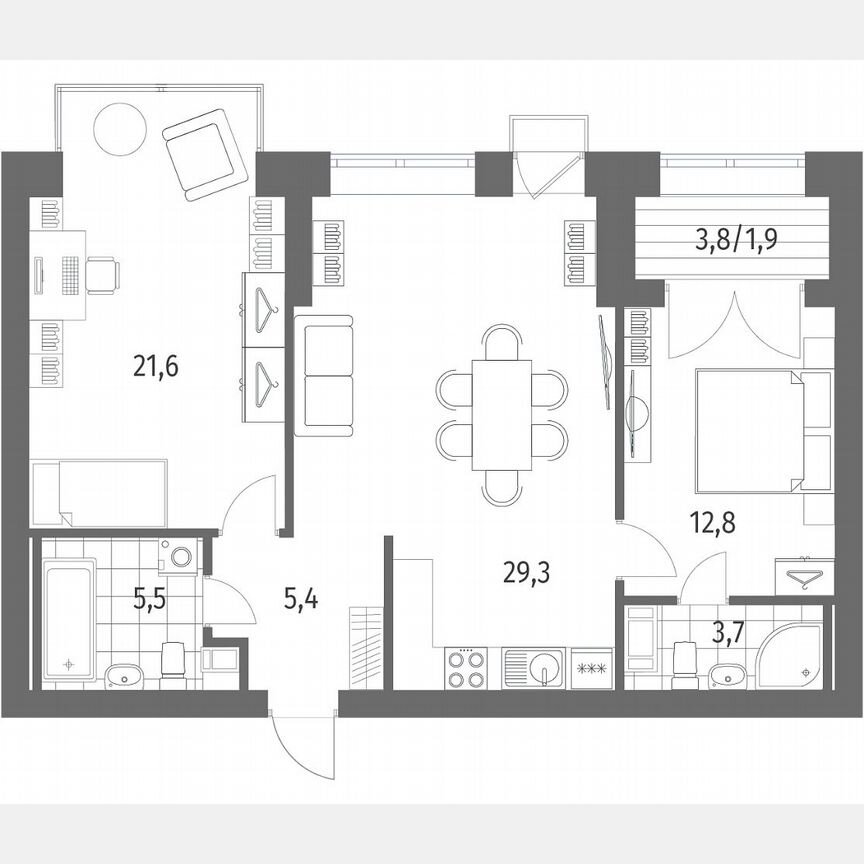2-к. квартира, 80,2 м², 11/13 эт.