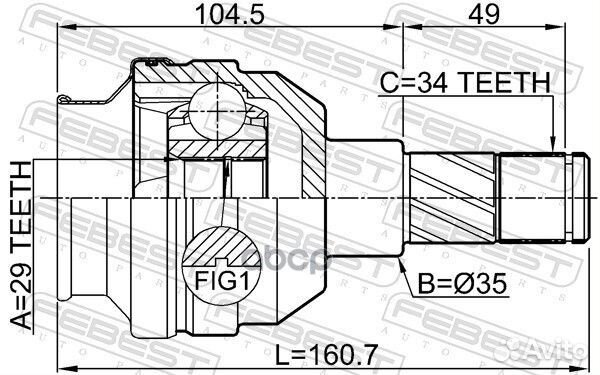 ШРУС GM aveo 09- внутр.лев. 1011T300mtlh Febest