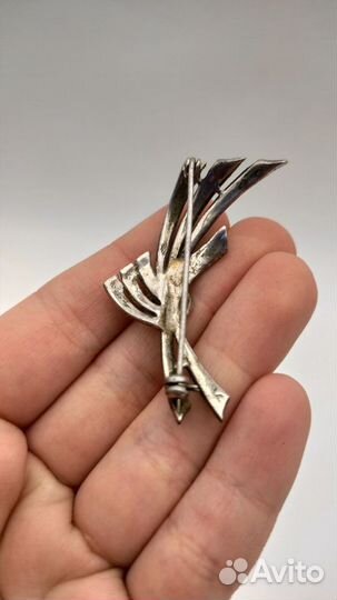 Брошь серебро 925 проба, марказиты середина XX в