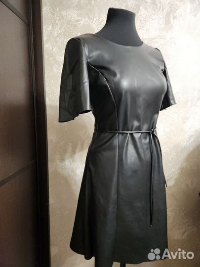 Кожаное платье mango 42 44