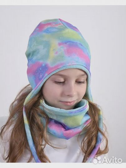 Комплект шапка и снуд для девочки, новый