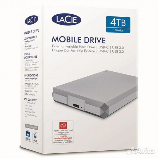 4 тб Внешний HDD Lacie Mobile Drive sthg, USB 3.0