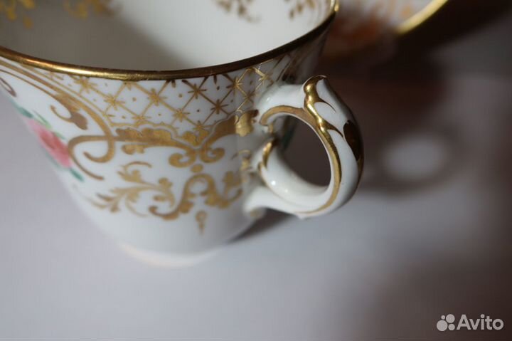 Чайная пара до 1917 г. Ручная роспись. Отличная