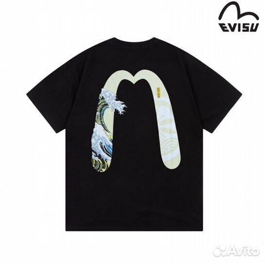 Стильная футболка Evisu (oversize), хит 2024