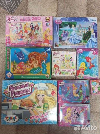 Пазлы для девочек+настольная игра