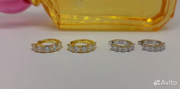 Серьги конго с бриллиантами (муассаниты) 3 ct