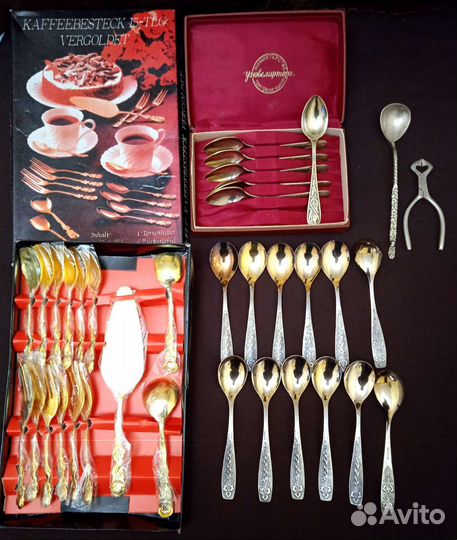 Набор для торта, чайные мельхиоровые ложки