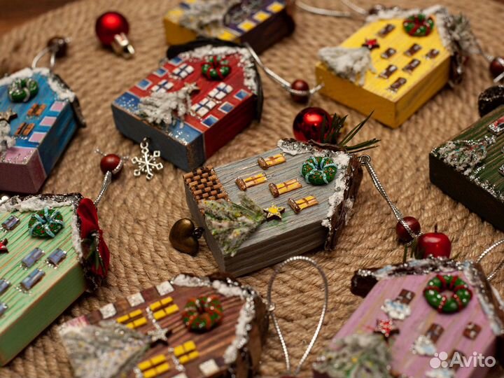 Новогодние украшения на елочку (домики)