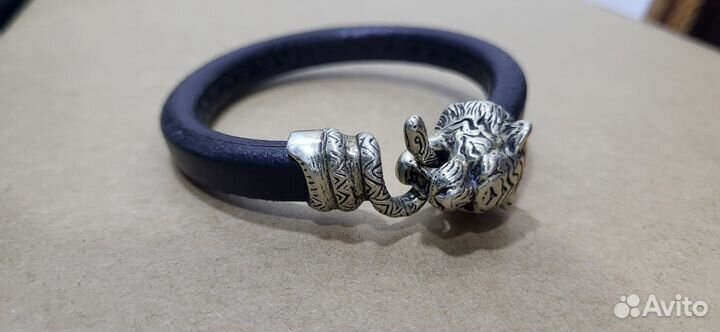 Мужской браслет тигр со змеей / бронза