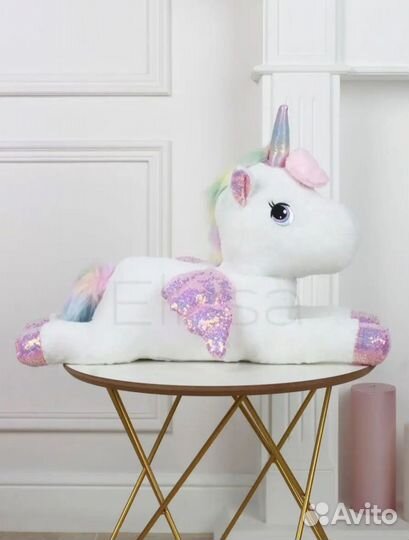 Мягкая игрушка единорог белый 36см