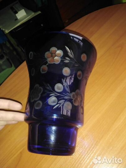 Ваза синее стекло