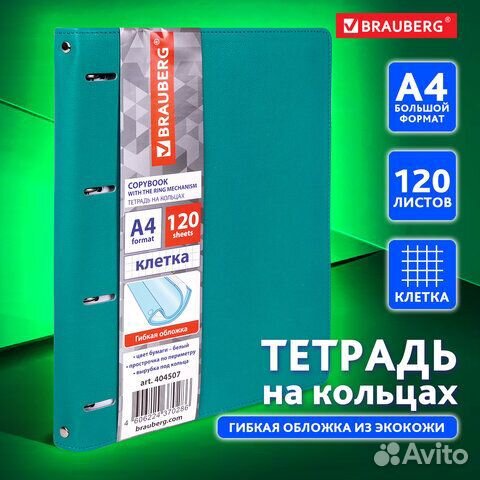 Тетрадь на кольцах большая А4 (240х310 мм), 120 ли
