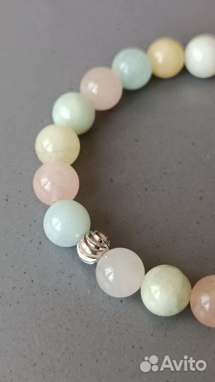 Браслет из бериллов:морганит,гелиодор,аквамарин