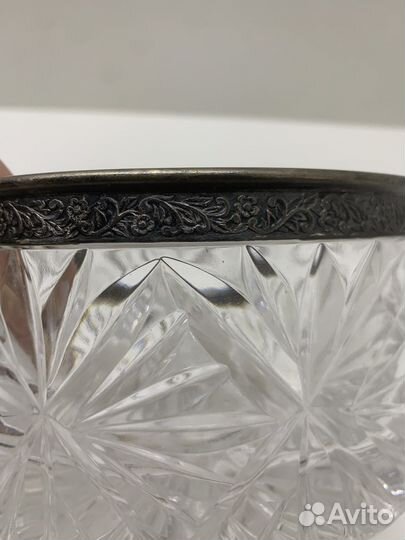 Конфетница хрустальная с мельхиором