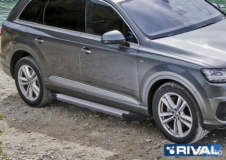 Пороги подножки Audi Q7 2015. Silver