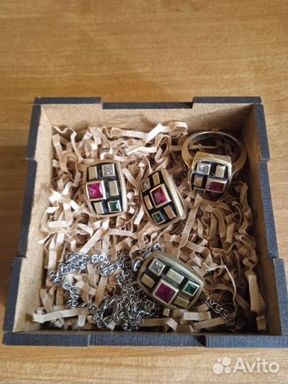 Серебряный комплект с позолотой