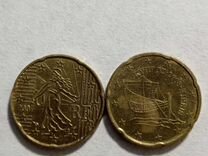 Монеты 20 Евро центов Франция и Кипр