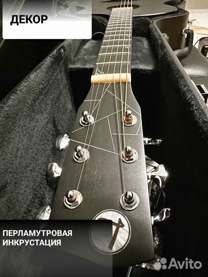 Гитара аккустическая черная с кейсом R2-M Lyxars