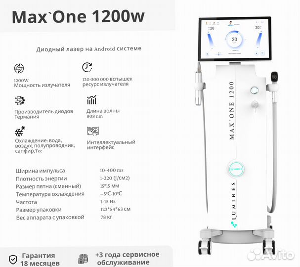 Аппарат для эпиляции lumines MaxOne 1200вт