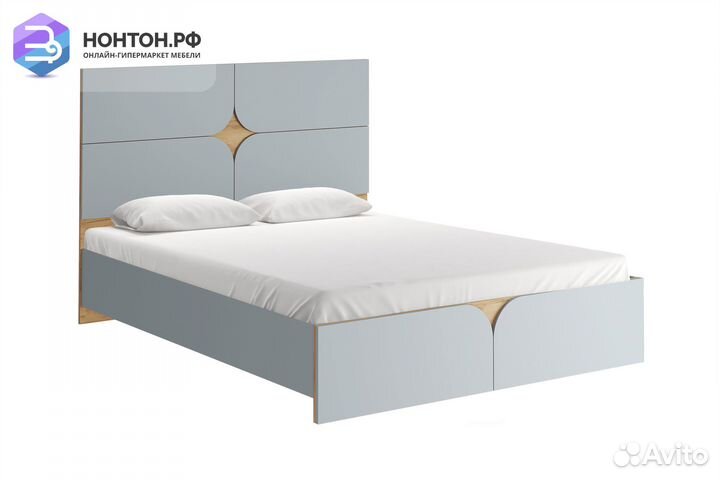 Кровать Монро 1.6 м шиншилла серая / дуб крафт зол