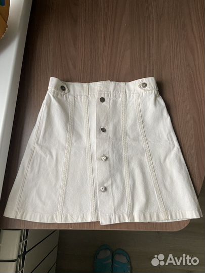 Юбка джинсовая белая летняя