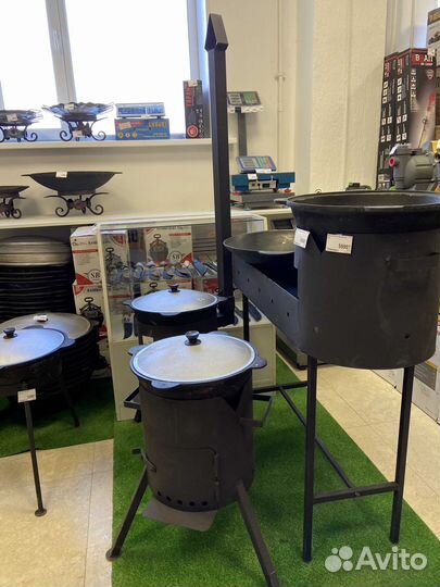 Казан 12 л.+ печь с трубой + шумовка