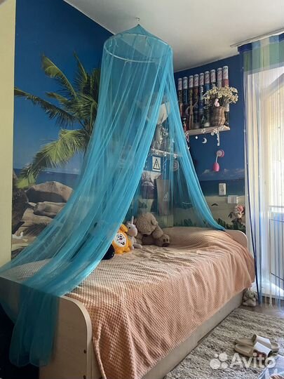 Балдахин на взрослую кровать голубой