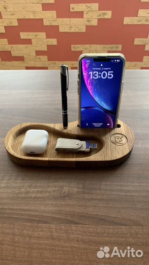 Подставка для телефона из дерева, органайзер