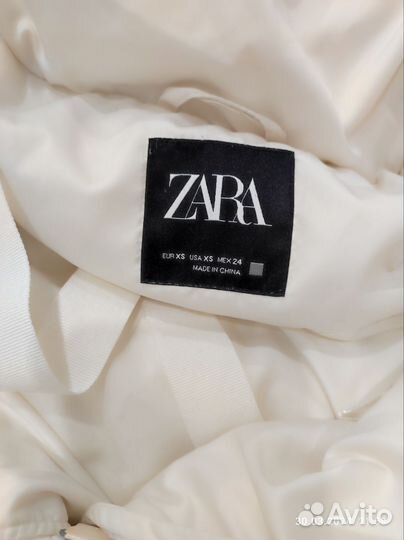 Пуховик Zara белый оверсайз