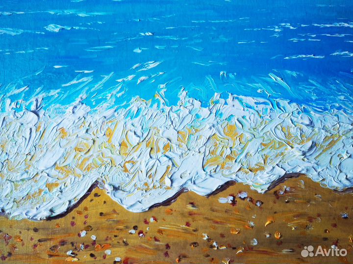 Картина маслом, морской пейзаж, пляж