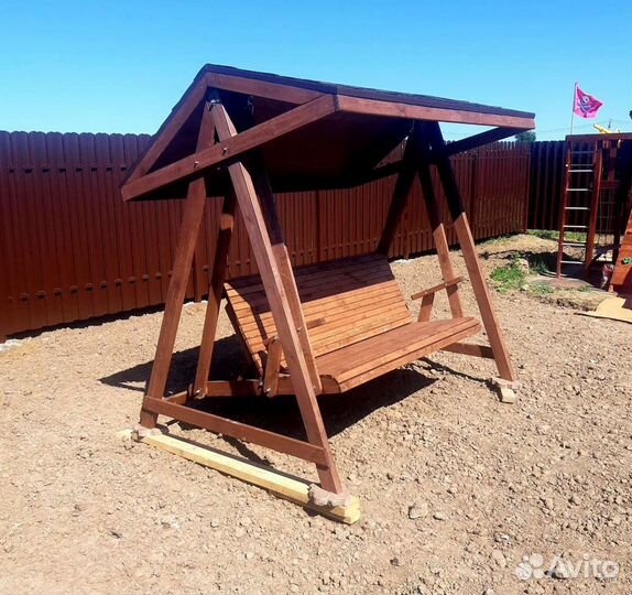 Качели садовые деревянные