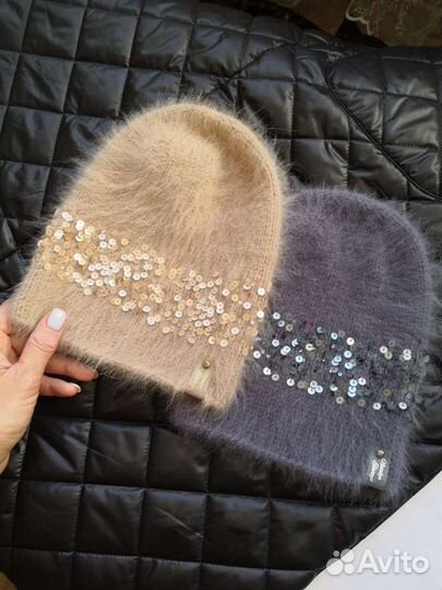 Вязаные шапки из пуха норки