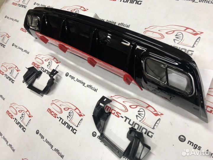 Диффузор насадки Мерс w176 А45 AMG красный 15-18