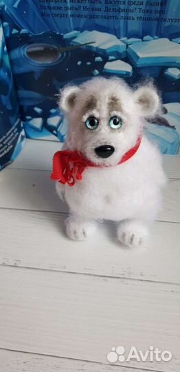 Вязаный мишка белый ручная работа