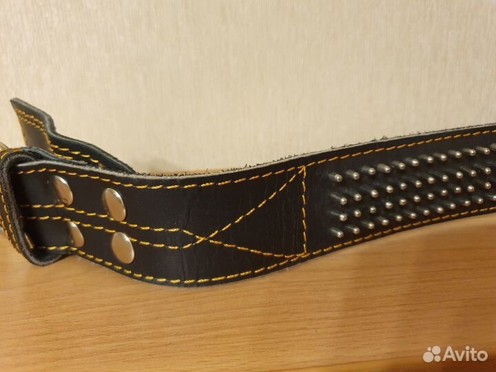 Ошейник для собак натуральная кожа с шипами