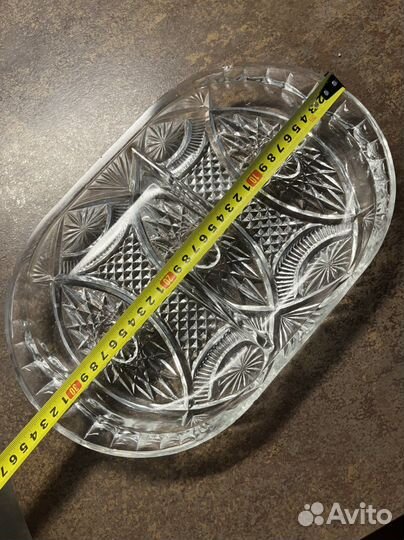 Хрустальная сервировочная тарелка винтаж СССР