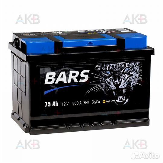Аккумулятор автомобильный bars 6ст-75 апз о.п. 75А