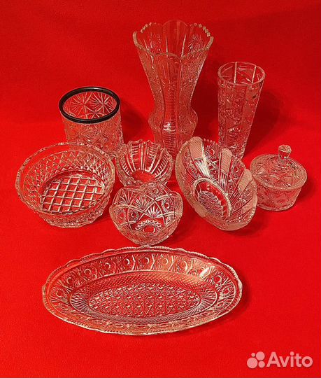 Набор новой хрустальной банкетной посуды