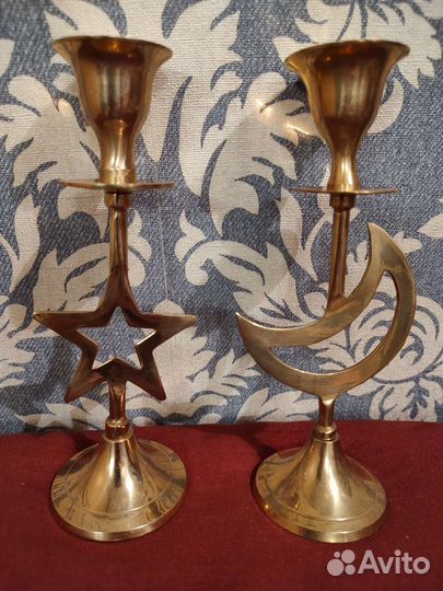 Парные латунные подсвечники